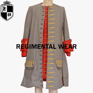 Handmade Grey Wool Hussar Frock Coat: Men&#39;s Military Style