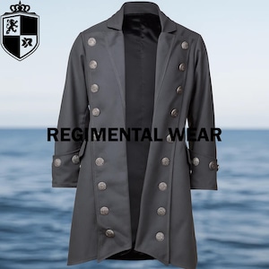 Medieval Pirate Coat, Captain Chad Pirate Coat, 7 Seas Pirate Coat, Buccaneer Coat, Caribbean Pirate Coat, Pirate Replica Men Grey Wool Coat
