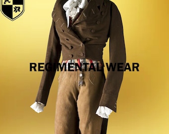 Handmade Brown Wool Regency Tailcoat - Nordic Costume Wedding Tailcoat