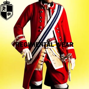 Red Wool Military Coat: 18th Century British Gendarmerie Uniform