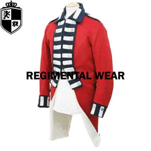 Red Wool British 1789th Jacket: Revolutionary War Frock Coat