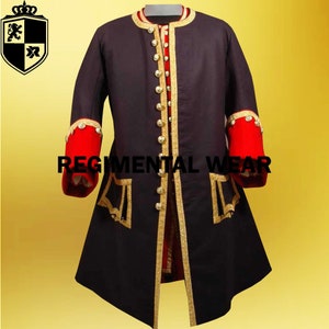 Handmade Black Wool Frock Coat: Civil War Reenactment Jacket