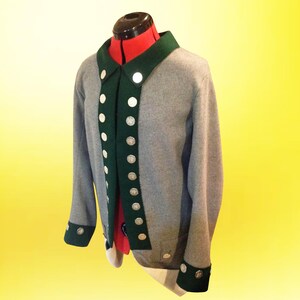 1770s Colonial War Jacket, Continental Army Coat, 18th Revolutionary War Jacket, New York Regiment 1775-81 Coat, Military Grey Wool Jacket
