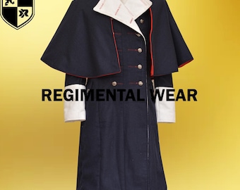 Men's Navy Wool Inverness Cape: Regency Victorian Costume Overcoat