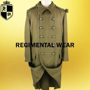 Green Wool Military Frock Coat: Victorian Style Double-Breasted Overcoat