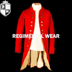 1770s Loyalist Jacket, Continental Army Coat, 1770s Colonial War Jacket, Revolution War Frock Coat, Military Coat, Men Red Wool Frockcoat