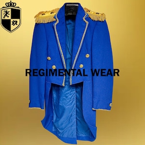 Regency Tailcoat, Victorian Tailcoat, Hussar Tailcoat Historical Tailcoat, 19th Century Tailcoat, Jane Austen Tailcoat, Blue Wool Tailcoat