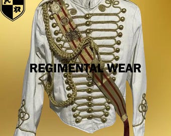 Prussian Hussar Jacket , Prussian Officer Jacket Dolman Jacket Men Hussar Prussian Jacket, White Wool Hussar Jacket Sale BY Regimental Wears