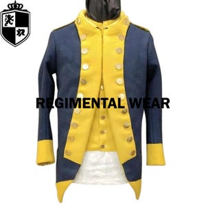 Navy Blue Wool Revolutionary War Jacket: 1770s Colonial Coat
