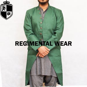 Regency Gehrock, Bridger-ton-Gehrock, 18.-Jahrhundert-Gehrock, Kolonialer Gehrock, Spatz-Gehrock, Gentleman Green-Baumwollmantel