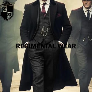 Gothic Overcoat, Wedding Dress, Movie Costume Dress Coat, Inspired Military Coat, Tailor-Made, Handmade Overcoat Only Black Wool Coat