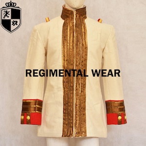 Men 19th Century Imperial Guard Tunic, Military Officer Tunic, Imperial Regiment Jacket, Handmade Officer Jacket, Off White Wool Tunic Sale