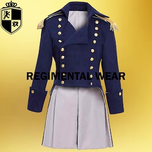18th Century Navy Jacket, Men Colonial Military Tailcoat, Costume Regency Coat, Regency Tailcoat Double Breast Coat Navy Blue Wool Tailcoat