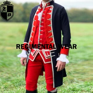 Navy Blue Wool Frockcoat: Royal American Colonial Military Uniform