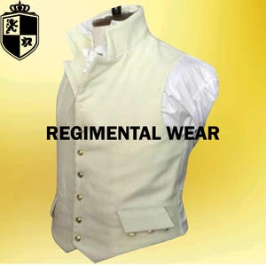 18th Regency Vest, Revolutionary War Vest, 18th Century Victorian Vest, British Colonial Vest, Military Soldier Vest, White Wool Vest Sale