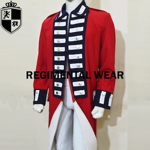 Revolutionary War Jacket, 18th Century Military Coat, British Colonial Jacket, Continental Coat, Regimental Coat Handmade Red Wool Jacket