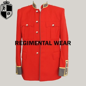 Britische Royal Garde-Tunika, zeremonielle Tunika, Parade-Militärjacke, Husaren-Paradejacke, britische Foot Guards-Tunika, Herren-Tunika aus roter Wolle