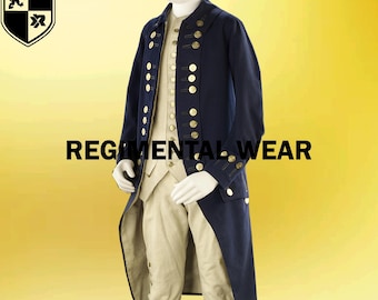 Royal Navy Wool Frock Coat: 1774-87 British Naval Uniform