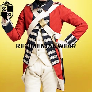 Handmade Red Wool Colonial War Jacket: 1770s Revolutionary Coat