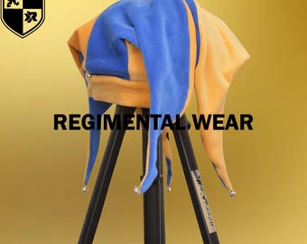 Yellow and Blue Jester Hat: Renaissance Medieval Court Costume