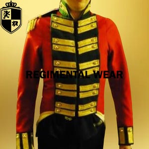 British 1815th Officer Jacket, 11th Foot Officer Jacket, British Military Regimental Jacket Red & Gold Tailcoat Historical Coat Fast Ship
