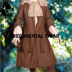 Men's Brown Wool Frock Coat: Victorian Steampunk Cosplay Costume