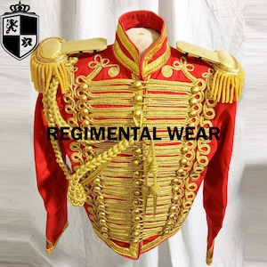 Red Wool Hussar Jacket: British Military Regimental Wear