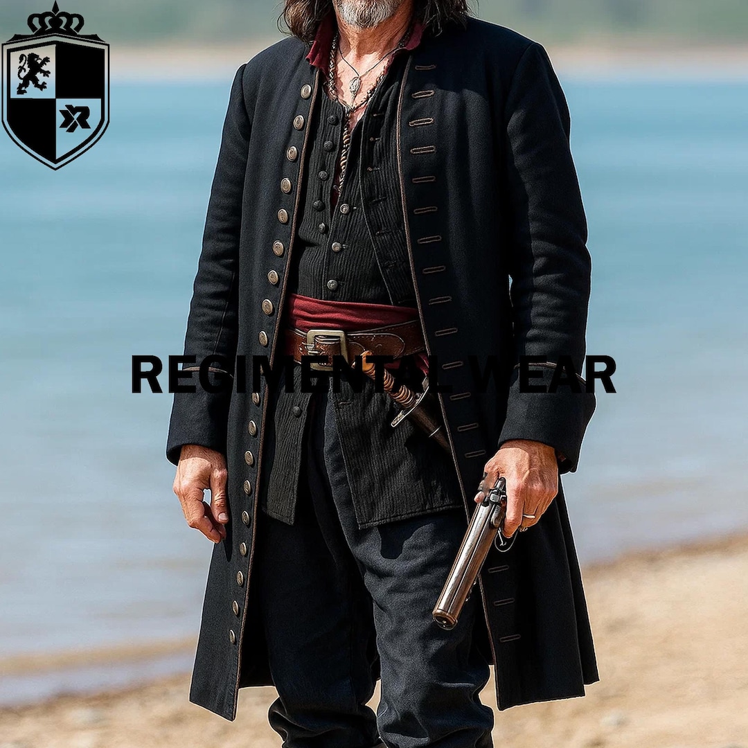 Black Wool Pirate Captain Coat: Historical Cosplay Costume - Etsy