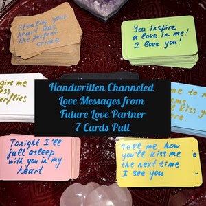 Mensajes de amor canalizados escritos a mano las 24 horas de su futuro Amor 7 Tarjetas Extraiga de 350 tarjetas de oráculo de amor/Mensajes de su futura pareja amorosa