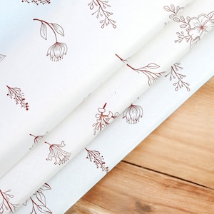 Christmas Gift Wrapping Paper, Elegant Floral Pattern Tissue Paper, White and Red Tissue Paper, Vintage Christmas Wrapping Paper Rolls