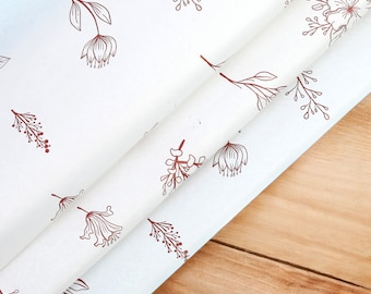Floral Christmas Gift Wrapping Tissue Paper, Red Flower Pattern