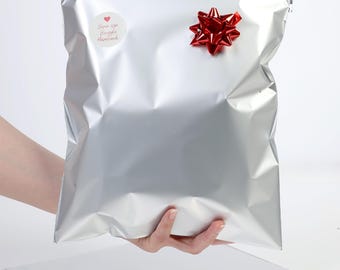 Sacchetti regalo in lamina metallica grigia - Autoadesivi, eleganti