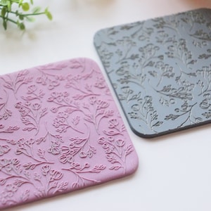 Floral Twigs Texture Mat - floral stamp for polymer clay, clay, crafting, crafts