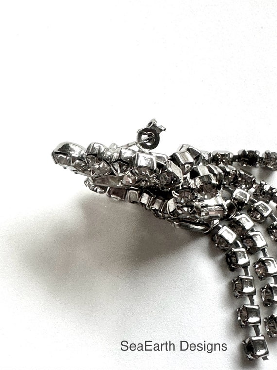 Vintage Crystal and Silver Brooch - image 3