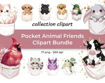 Watercolor Pocket Animal Clipart Bundle – Cute Baby Creatures (Digital Download)