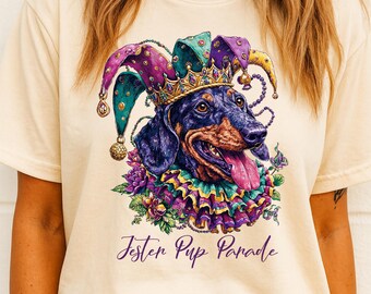 Patas de Mardi Gras PNG sublimación / Camiseta divertida de perro de carnaval / Camiseta de perro bufón / Traje de desfile de Nueva Orleans / Regalo para amantes de las mascotas descarga digital