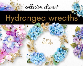 Hydrangea Wreath Clipart: Floral PNG Images (Digital Download)