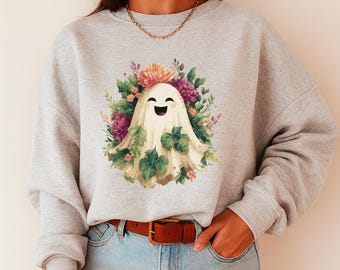 Floral Ghost PNG – schattig Halloween-sublimatieontwerp (digitale download)