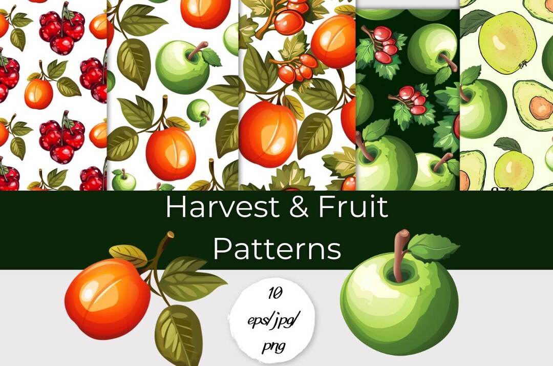 Harvest & Fruit Patterns – 10 Fresh Farm-inspired Designs - Etsy