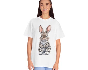 Funny Bunny T-Shirt | Watercolor Leopard Rabbit Illustration