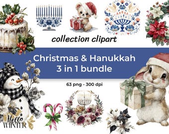 Chrismukkah Clipart Bundle: Interfaith Christmas & Hanukkah Graphics (PNG, 300 DPI)