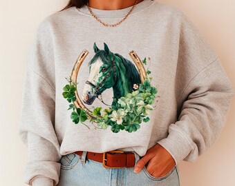 Lucky Green Horse Horseshoe PNG: Western T-Shirt Design (Digital Download)