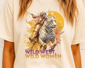 ワイルドウェストカウガールヒョウ柄PNG | フェミニストウエスタン昇華Tシャツクリップアートデジタルダウンロード