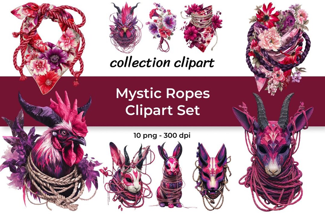 Mystic Ropes Watercolor Clipart Set – Magenta Fantasy Creatures ...