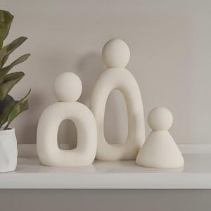 Minimalist Abstract Family Sculpture  Modern Figurine Set  Neutral Home Decor  Unique Handmade Gift for Parents, Anniversary or Housewarming