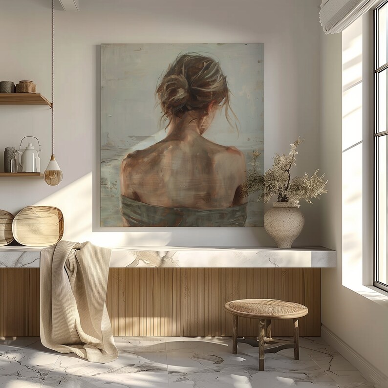 Printable High-quality Bare Back Beauty Subtle Sensual Oil Painting ...