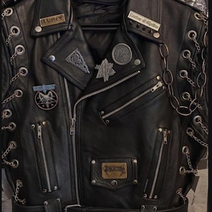 Personalized Studded Leather Punk Vest: Gothic Patchwork Biker Jacket