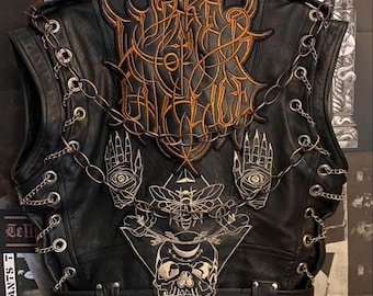 Personalized Studded Leather Punk Vest: Gothic Patchwork Biker Jacket