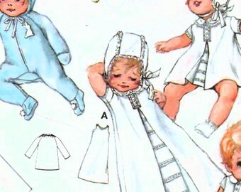 1970s Butterick 5758 Vintage Sewing Pattern Infant Layette, Baby Clothes, Infant Wardrobe One Size