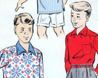 1950s Advance 8485 Vintage Sewing Pattern Boys Casual Shirt, Sport Shirt Size 4-6